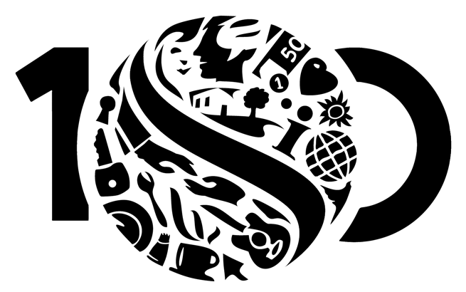 Logo des Studentenwerk als Null in der Mitte einer 100