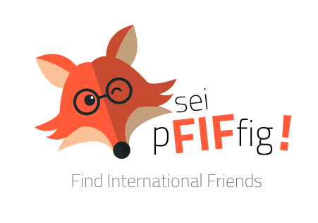 Logo of FIF with a winking fox and the saying 'Sei pFIFfig' (Be smart)