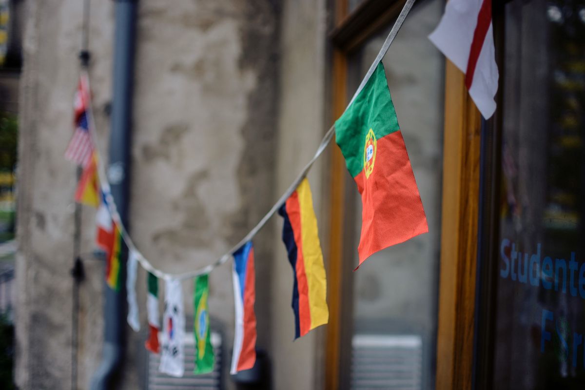 Photo shows flags decoration at the ICH