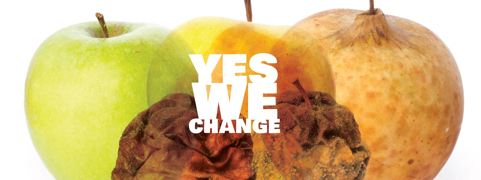 Das Motto des diesjährigen Fotowettbewerbs lautet Yes we change. Dazu passend ist ein Apfel abgebildet, der sein Aussehen verändert: Von der reifen Frucht bis hin zum verschimmelten Rest.