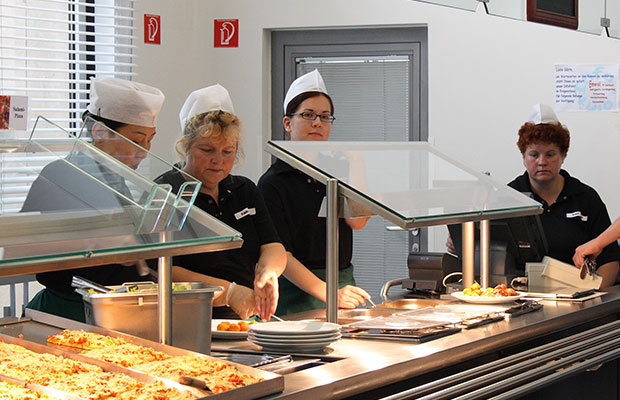 Part-time employees work as auxiliary staff for example in the canteens.