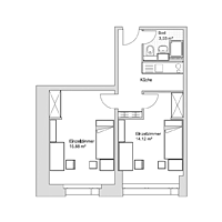 Preview floor plan of accommodation unit with two rooms