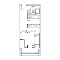 Preview floor plan of single room apartment for one person