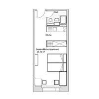 Preview floor plan of single room apartment for two persons