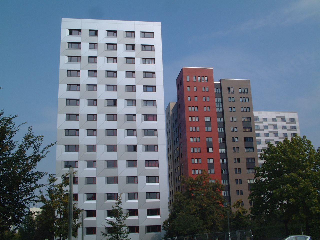Hochhäuser der Studentenwohnheime an der Wundstraße